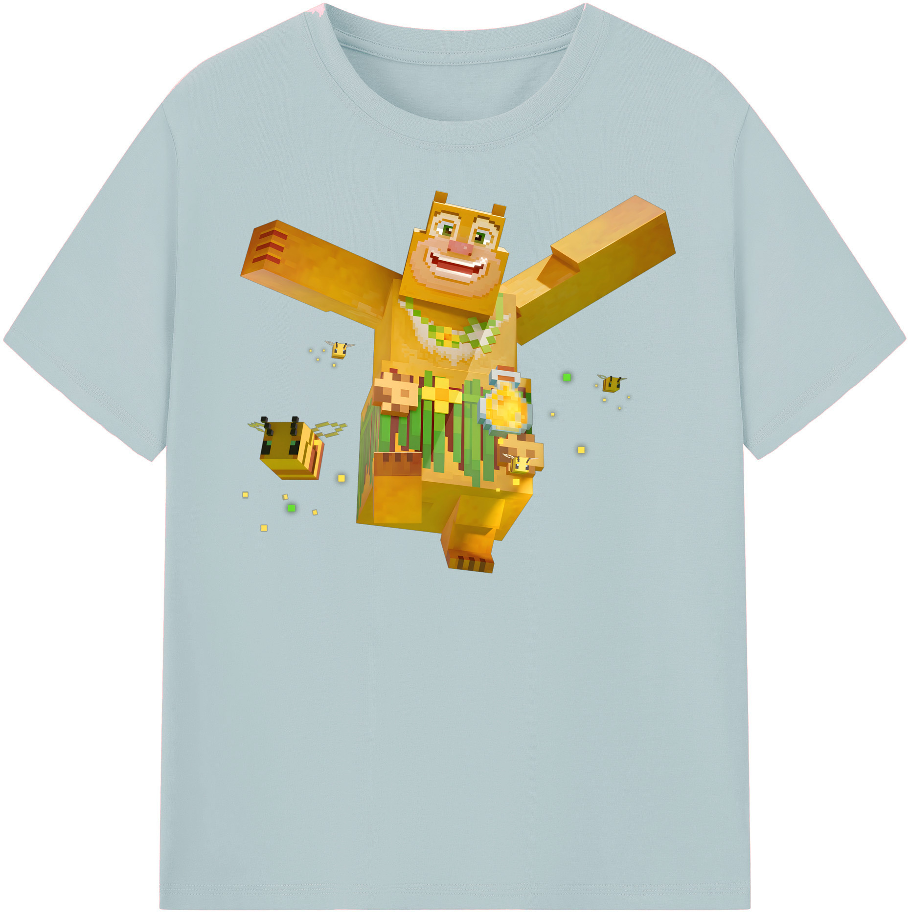 （画像用） マインクラフト ブロックの世界 Minecraft MC Block world 綿100％半袖Tシャツ（フロントプリント）